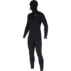 2022 Billabong Mens Furnace Comp 4/3mm Hooded Chest Zip Wetsuit F44M29 - Black